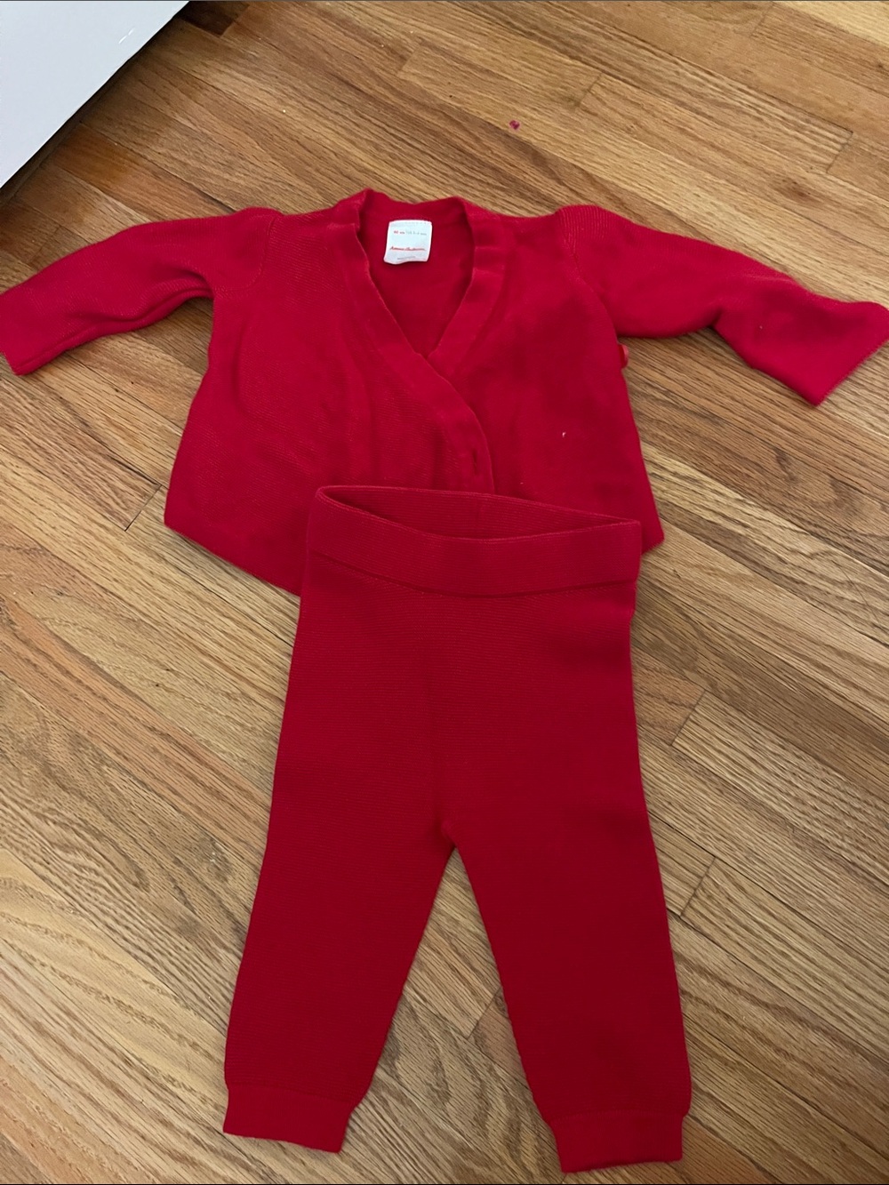 Hanna Andersson Red Knit Baby Sweater and Leggings Set